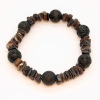 DARK NATURAL ROUGH CUT SHELL W/ LAVA BEADS