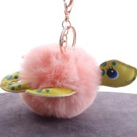 PINK POM POM TURTLE KEYRING