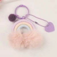 PASTEL RAINBOW POM POM KEYRING