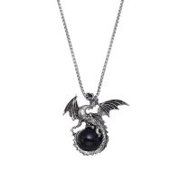 DRAGON PENDANT W/ OBSIDIAN BALL