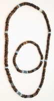 COCONUT BEADED SET W/ HEMATITE & BLUE BEADS