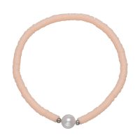 PASTEL PEACH HEISHI BRACELET W/ PEARL