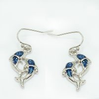 BLUE GLITTER DOUBLE DOLPHIN EARRING