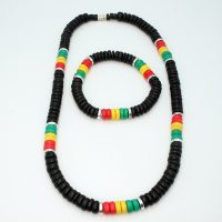 RASTA BEAD CHOKER/BRACELET SET