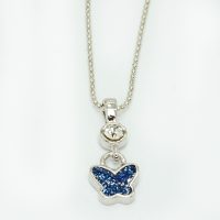 PETITE BLUE GLITTER BUTTERFLY W/ CRYSTAL
