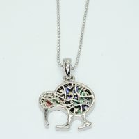 RHODIUM FEATURE PAUA KIWI PENDANT