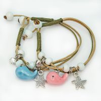 SET OF 2 PINK & BLUE WHALE BF BRACELETS