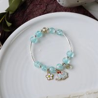 PASTEL BLUE BEADED ELEPHANT BRACELET