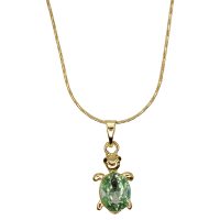 GOLD & GREEN TURTLE CRYSTAL PENDANT