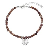 CHOCOLATE BROWN SEMI PRECIOUS ANKLET W/ TIGER HEAD