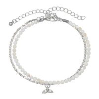 MOTHER OF PEARL BEAD WHALE TAIL CHAIN ANKLET