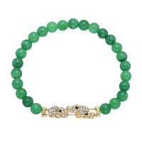 6MM GOLD GLITTER ELEPHANT JADE BRACELET