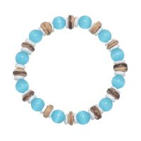 BLUE CATSEYE, COCONUT & SHELL BRACELET