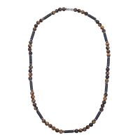 TIGER EYE & CYLINDER LAVA BEAD CHOKER