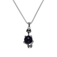 CROUCHING SKELETON W/ OBSIDIAN BALL CHOKER
