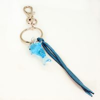 SUEDE & AQUA DOLPHIN KEYRING