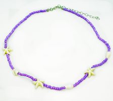 PURPLE SEED BEAD WHITE STARS CHOKER
