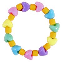 PLASTIC HEARTS/YELLOW BEADS BRACELET