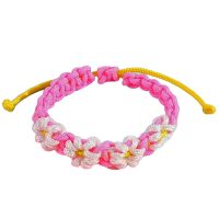 PINK NYLON WHITE FLOWERS BRACELET