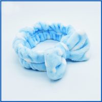 BLUE AND WHITE BOW FLEECE HEADBAND