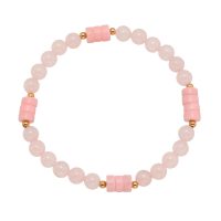 6MM ROSE QUARTZ & IMITATION PINK OPAL BRACELET