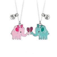 PINK & GREEN ELEPHANT BFF NECKLACES