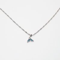 BLUE CRYSTAL DAINTY WHALE TAIL PENDANT