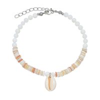 NATURAL SHELL & MOP COWRIE SHELL ANKLET