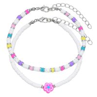 SET OF 2 HEISHI BRACELETS W/ PINK FLOWERS