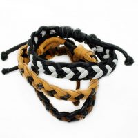 SET OF 3 NATURAL GENUINE LEATHER BRACELETS