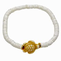 SHELL HEISHI BRACELET W/ NATURAL TURTLE