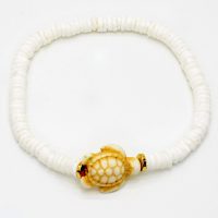 SHELL HEISHI BRACELET W/ NATURAL TURTLE