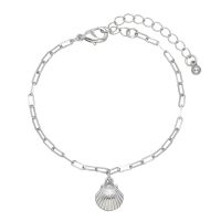 DAINTY RHODIUM PAPERCLIP BRACELET W/ SHELL