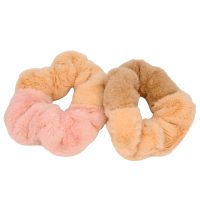 BEIGE & PINK SOFT FLUFFY SCRUNCHIES