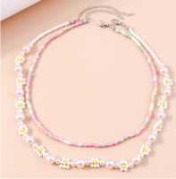 SET OF 2 DAISY SEED BEAD CHOKERS
