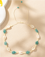 BLUE TURTLE & COWRIE SHELL CHOKER