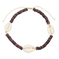 EARTHY BROWN HEISHI W/ COWRIE SHELLS ANKLET