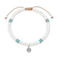 HEISHI SHELL & RETRO HEISHI ROPE ANKLET W/ PALM