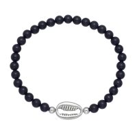 MATTE BLK BRACELET W/ COWRIE SHELL COMPONENT