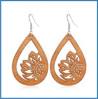 WOODEN SUNFLOWER EARRINGS