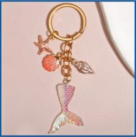 MERMAID TAIL KEYRING WITH MARINE COMPONENTS