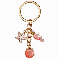 PINK SEAHORSE, SEASHELL AND STARFISH KEYRING