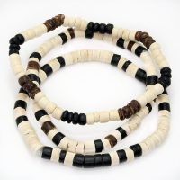 BEIGE COCONUT BEADED BRACELET SET