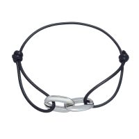 BLK ADJUSTABLE ROPE BRACELET W/ FEATURE ALLOY LINK