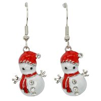 SNOWMAN W/ RED BEANIE + SCARF EARRINGS