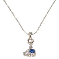 BLUE GLITTER ELEPHANT W/ CRYSTAL PENDANT