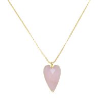 ROSE QUARTZ FACETED 3 DIMENSIONAL HEART PENDANT