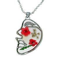 RETRO FACE DESIGN W/ DRIED FLOWERS PENDANT