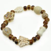 BEIGE FRANJI & BUTTERFLY ELASTIC BRACELET