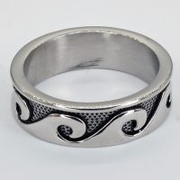 STAINLESS STEEL MENS WAVE RING ( X LARGE)